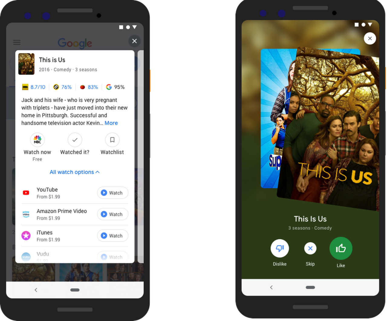 Google börjar rekommendera serier