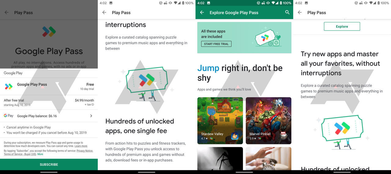 Google meddelar att Play Pass är på ingång