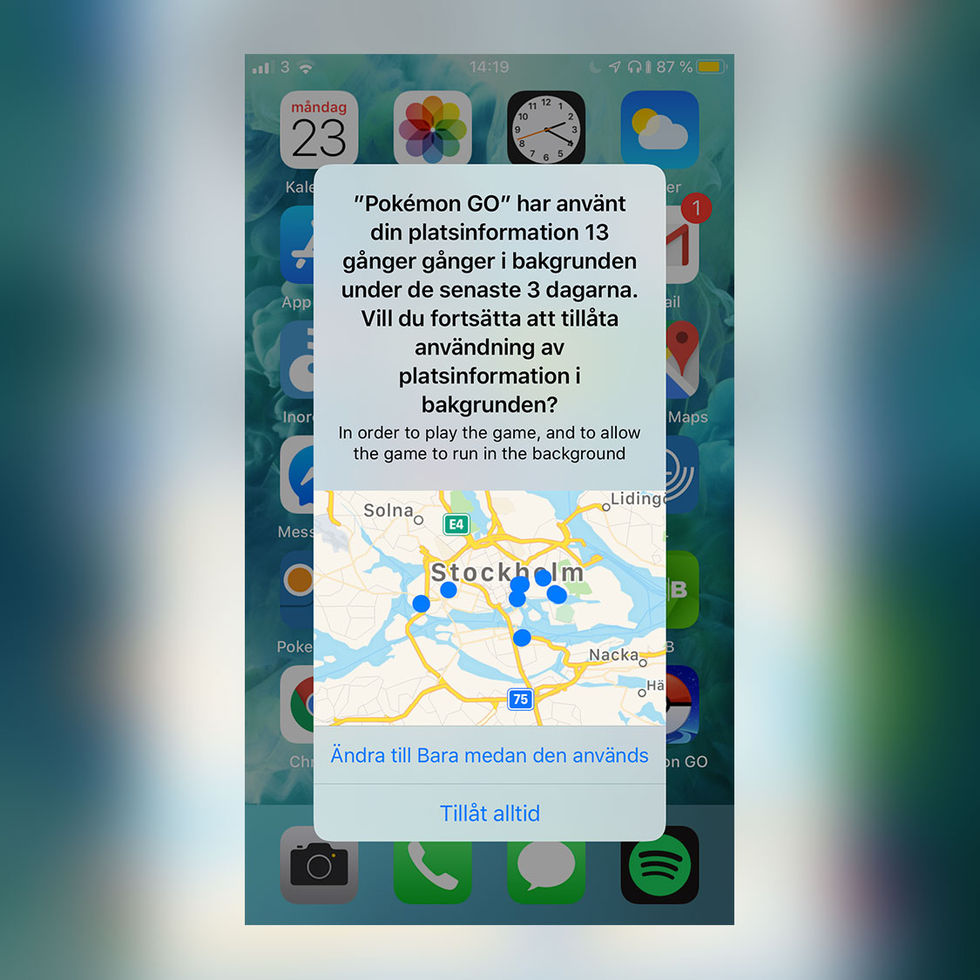 iOS 13 säger till om appar samlar in data i bakgrunden