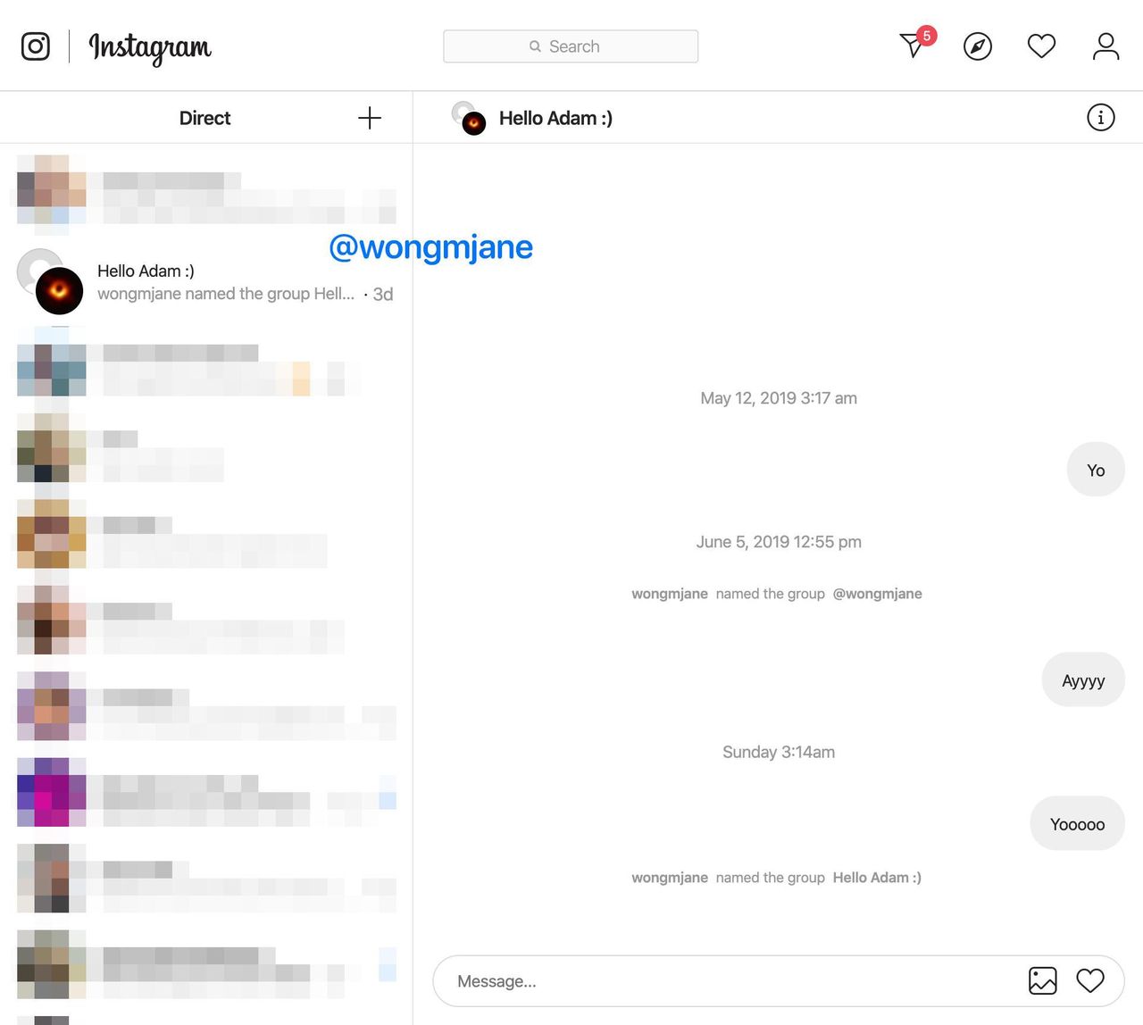 Instagrams meddelanden kommer till webbläsaren