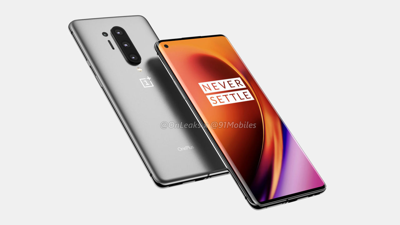 Ytterligare bildläcka visar OnePlus 8 Pro med hål i skärmen