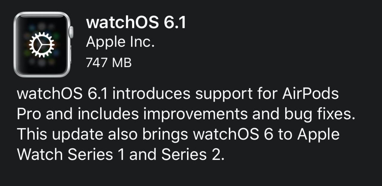 Apple Watch series 1 och 2 har fått watchOS 6