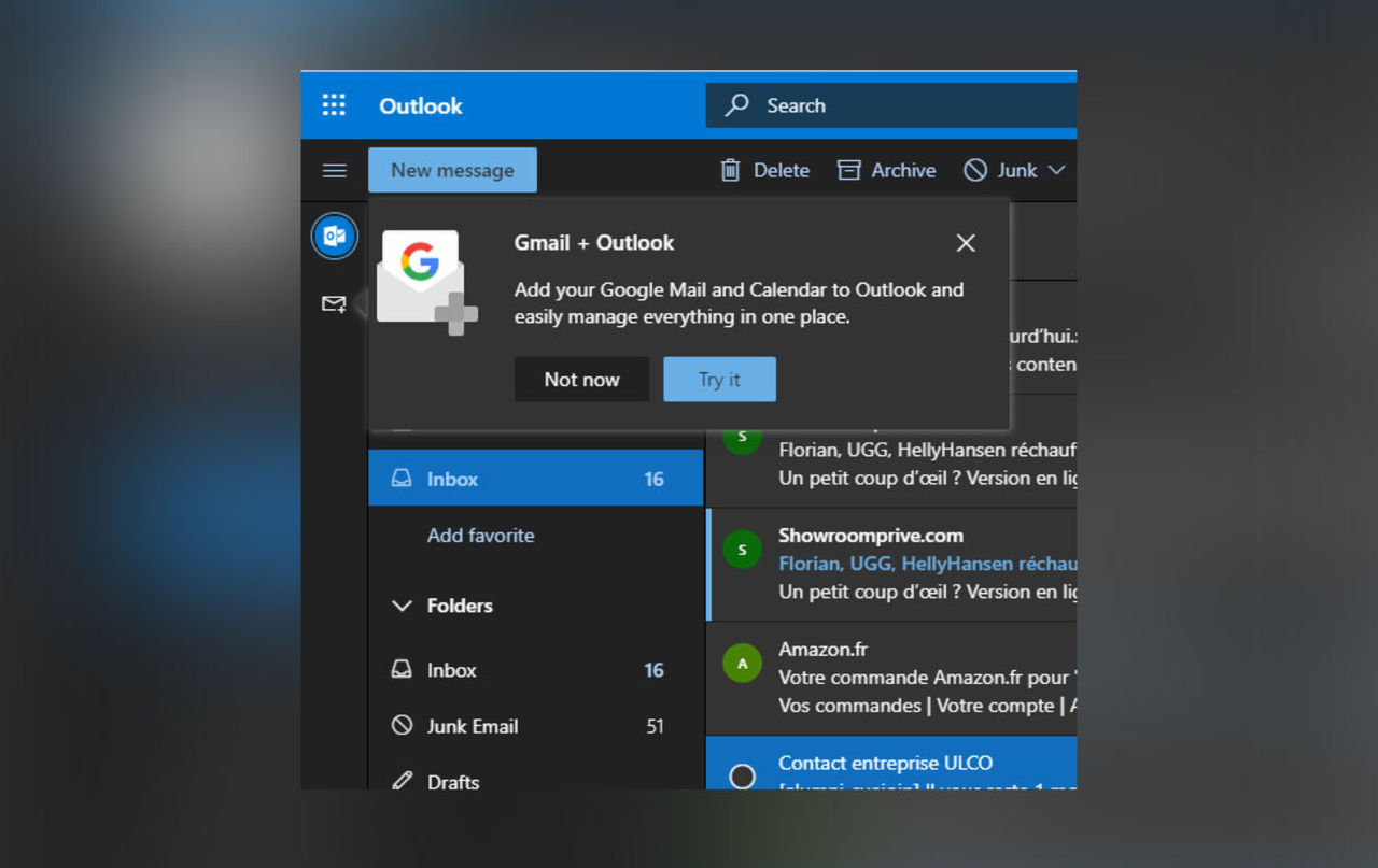 Microsoft testar att integrera Gmail i Outlook