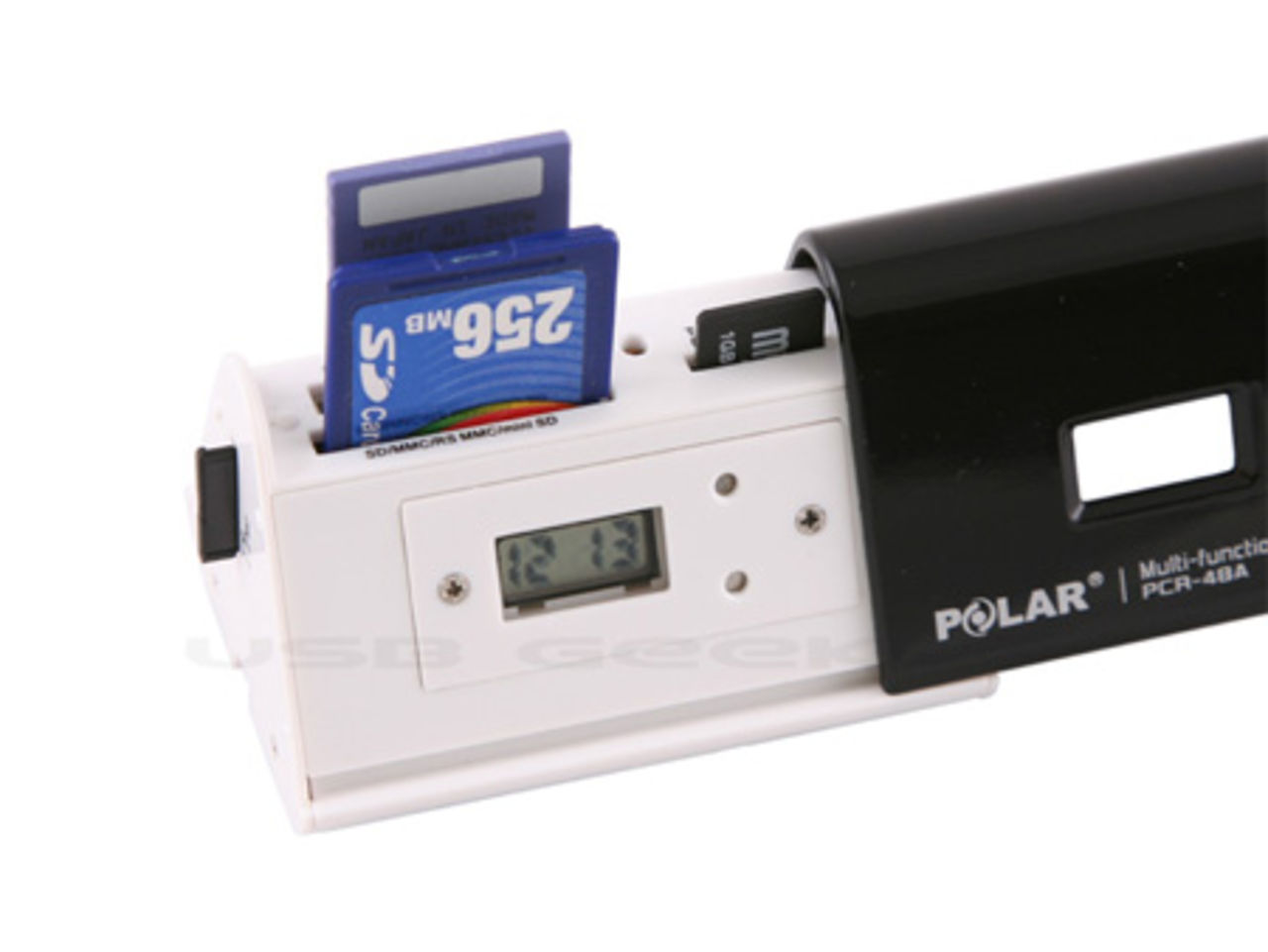 Minneskortsläsare med klocka och termometer