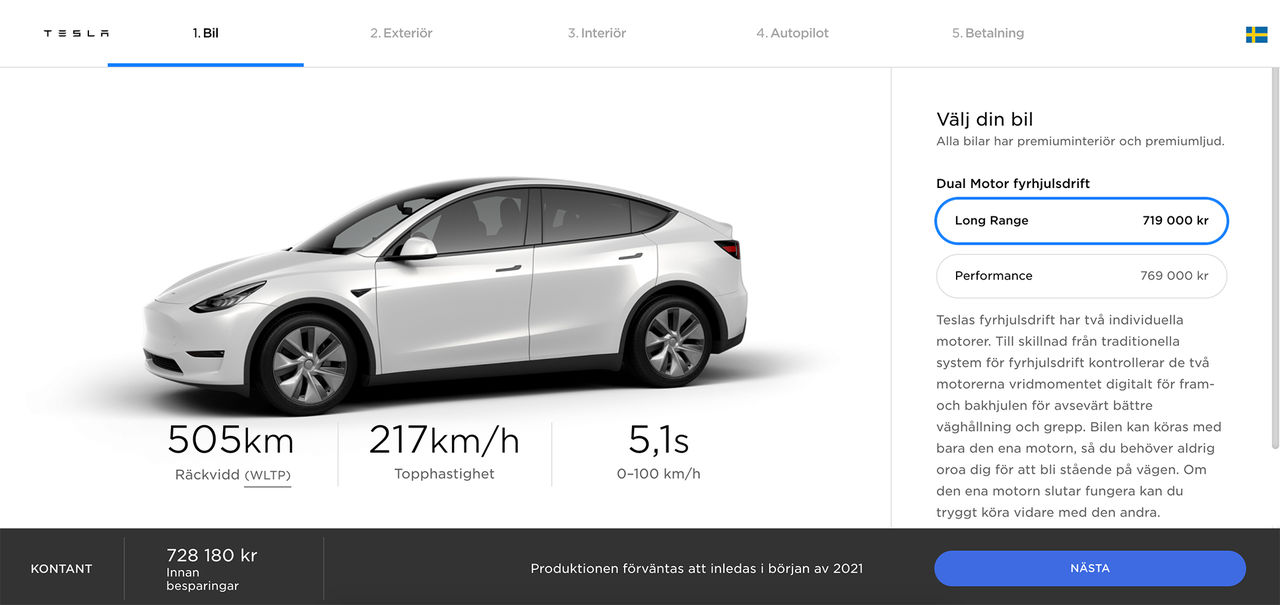 Tesla Model Y kostar från 728.180 kronor