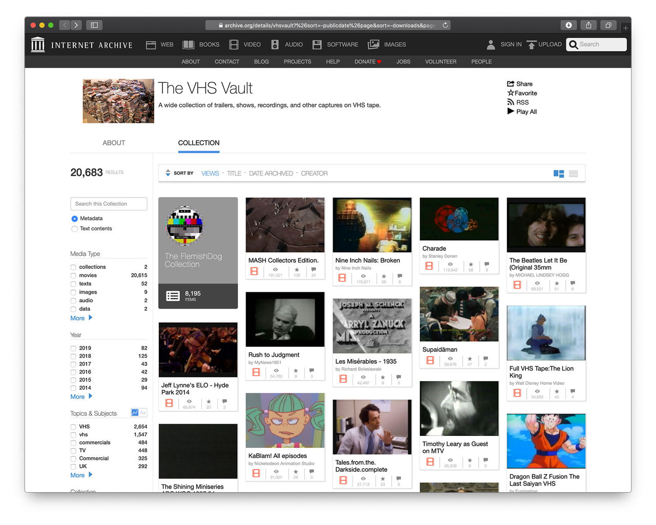 Det finns ett VHS-arkiv på internet