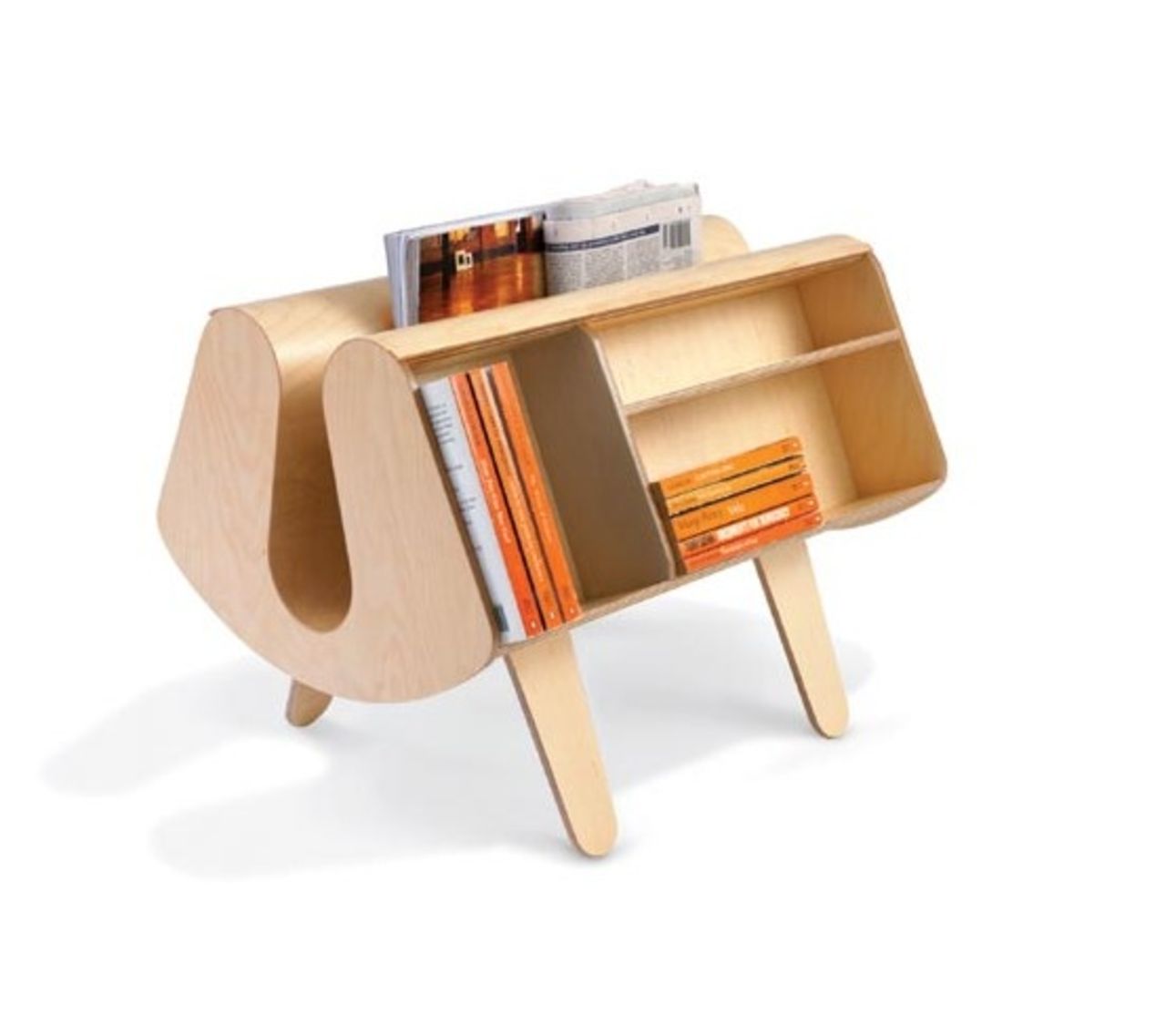 Liten tidnings- och bokhylla