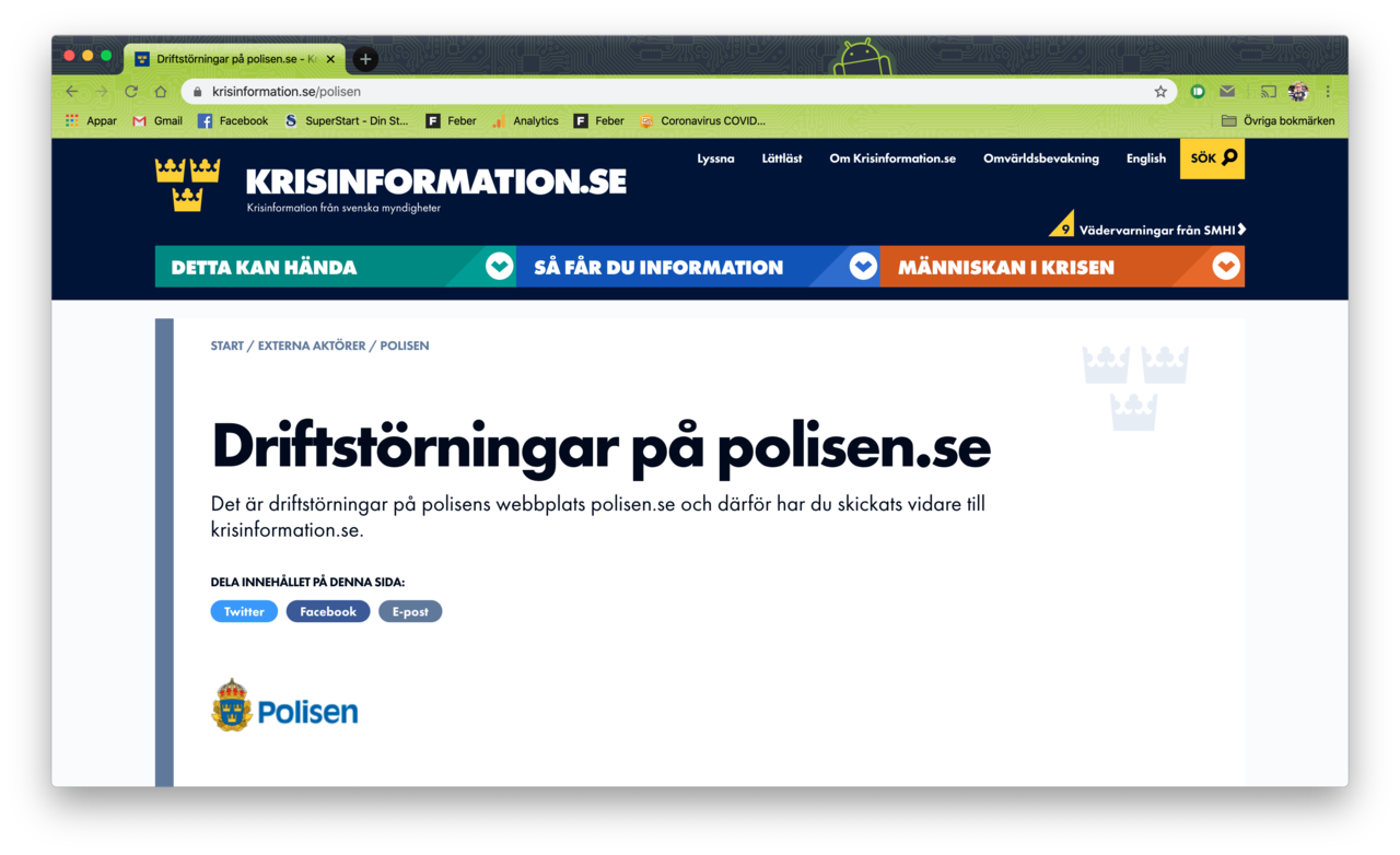 Polisen.se har driftstörningar