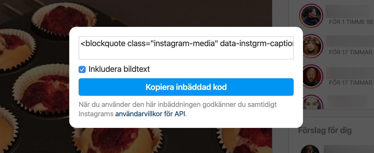 Inget brott mot upphovsrätten att bädda in instagram-bilder