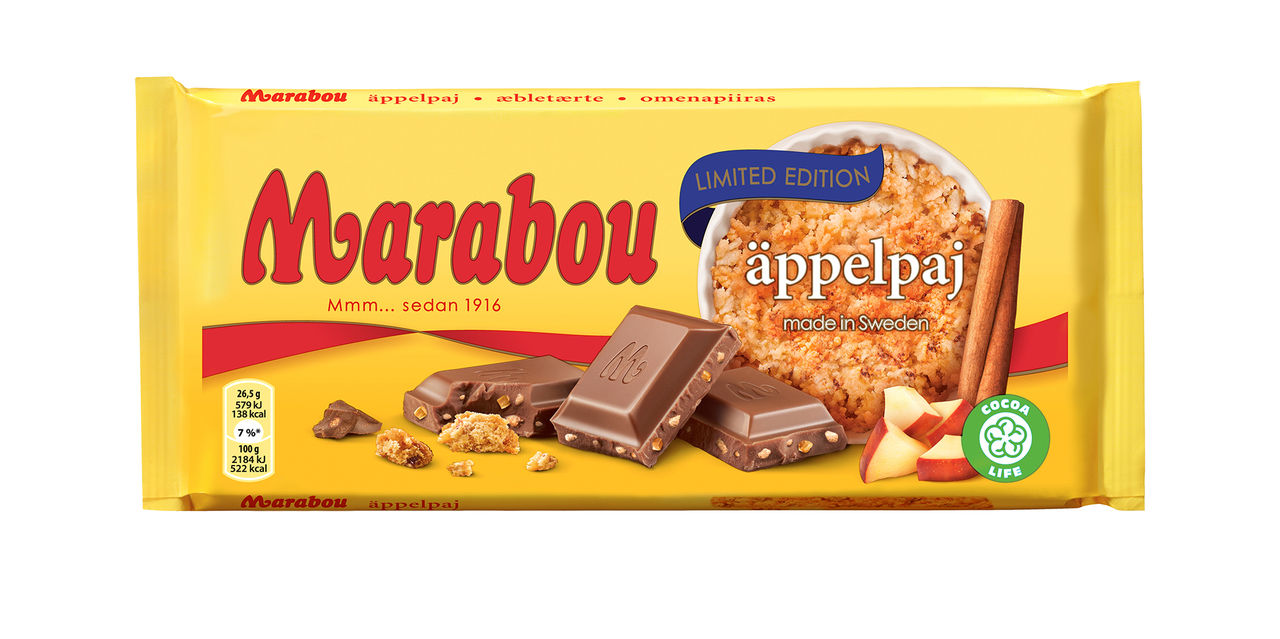 Marabou bakar in äpplepaj i chokladkaka