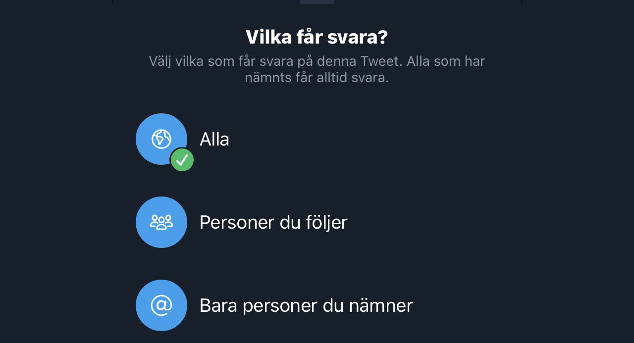 Nu kan du bestämma vem som får svara på dina tweets