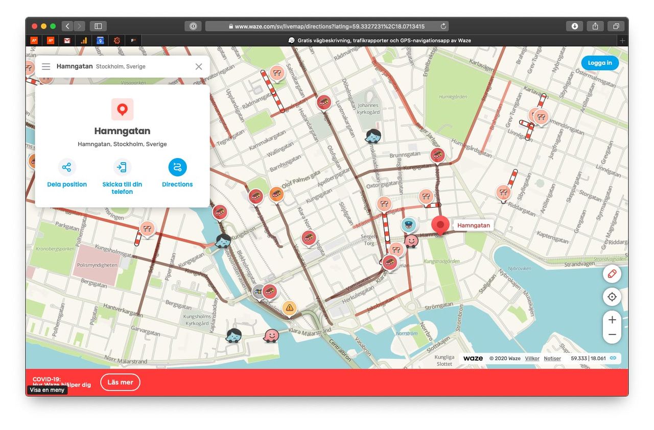 Waze finns på webben
