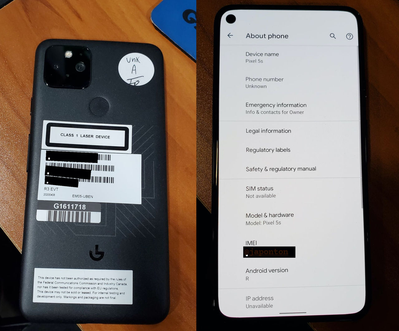 Fler bilder på Google Pixel 5S läcker