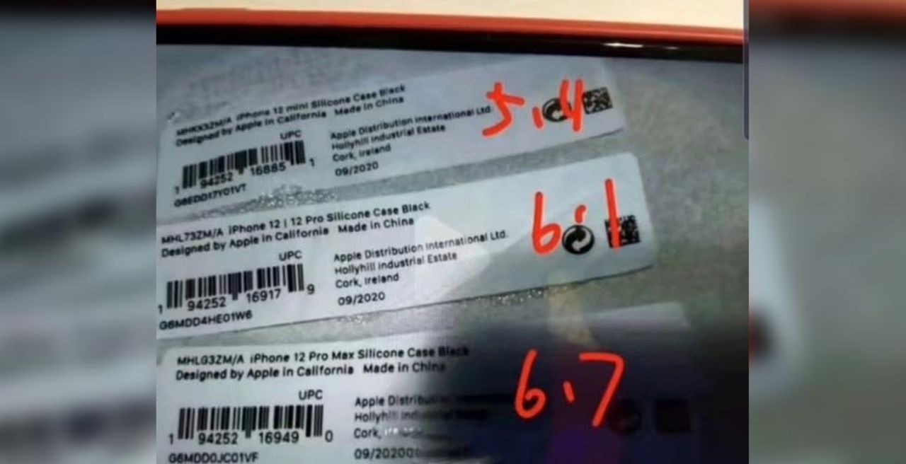 Namn och storlekar på iPhone 12 läcker
