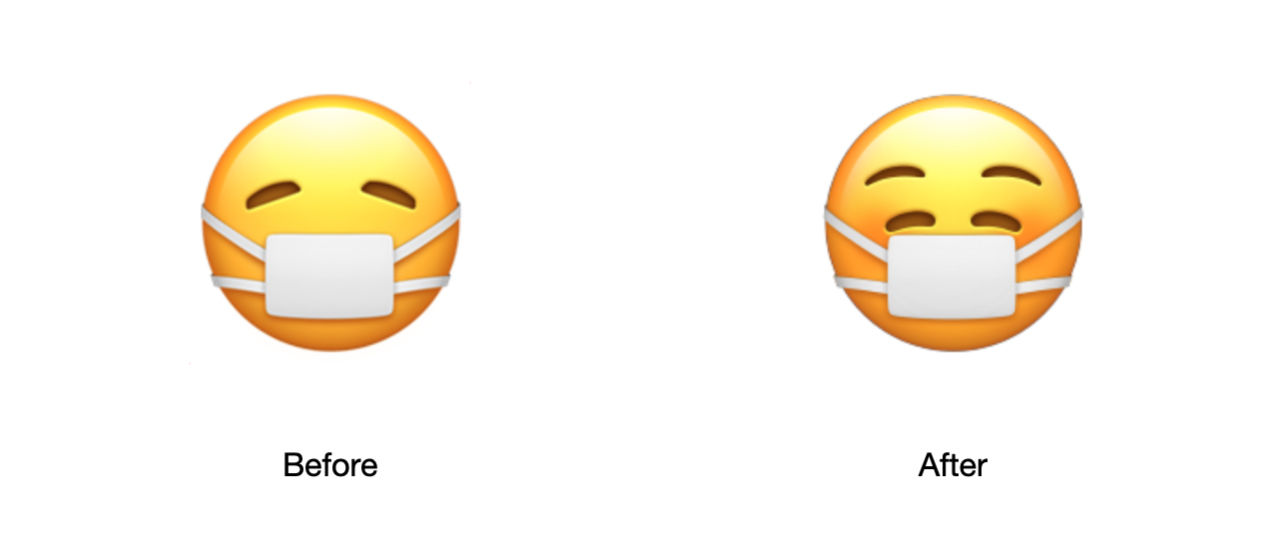 iOS ansiktsmask-emoji blir lite gladare