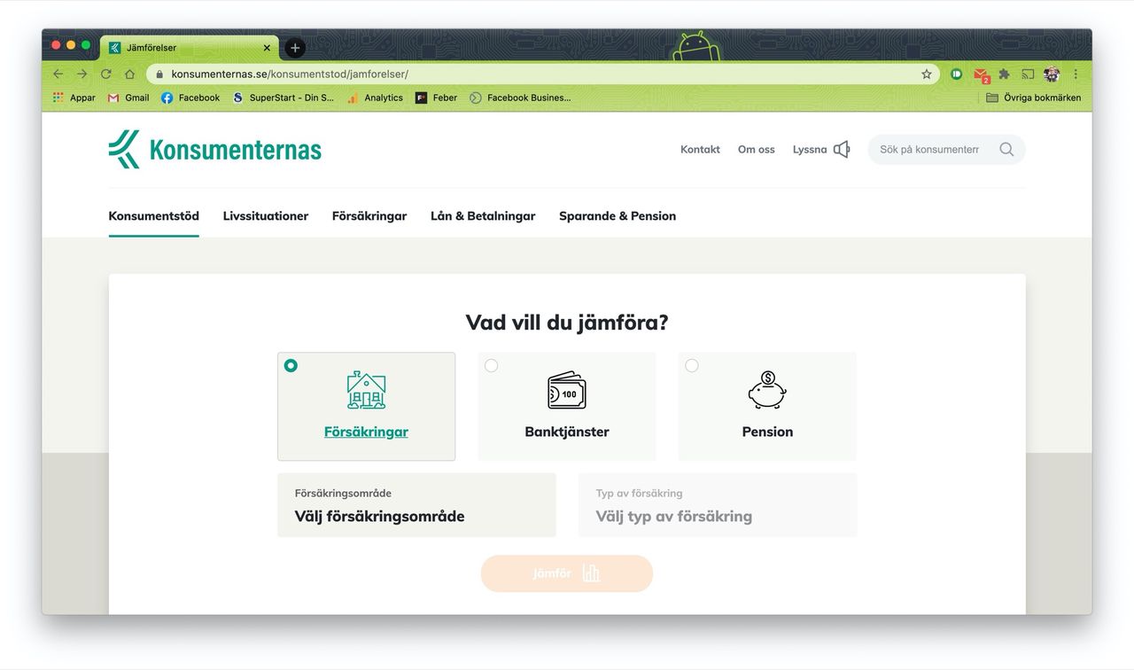 Ny oberoende tjänst jämför försäkringar och banktjänster