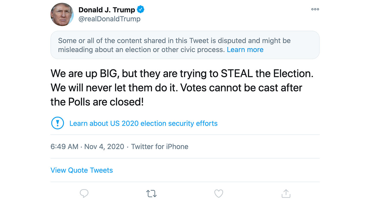 Facebook och Twitter satte ner foten mot inlägg från Trump