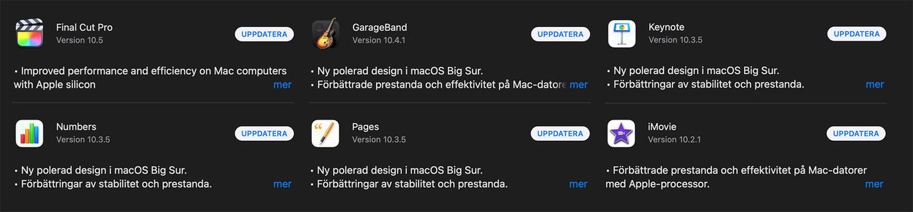 Apple uppdaterar program för Big Sur
