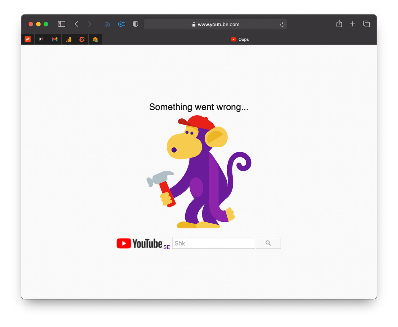 Många av Googles tjänster strular