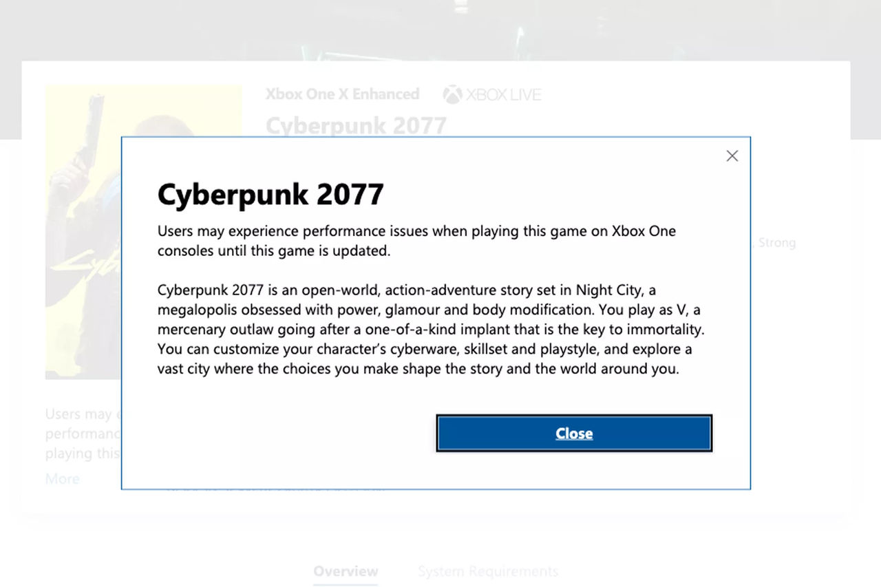 Microsoft varnar köpare för Cyberpunk 2077