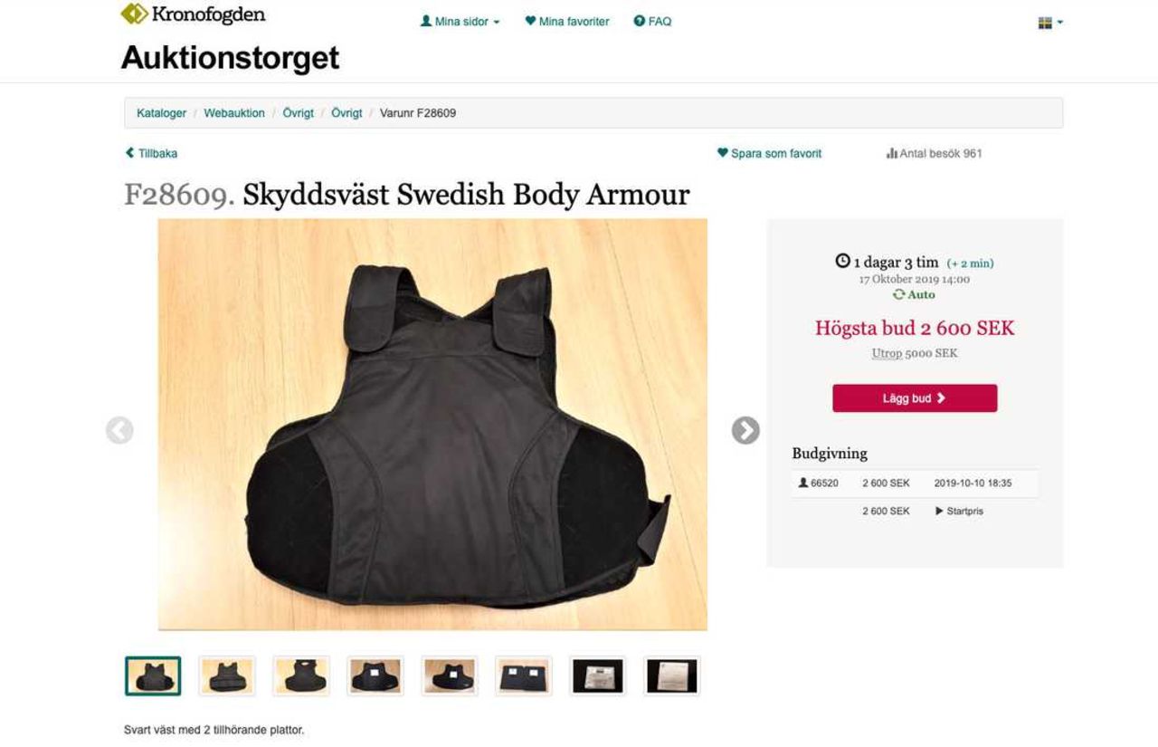 Kronofogden slutar sälja avancerade skyddsvästar