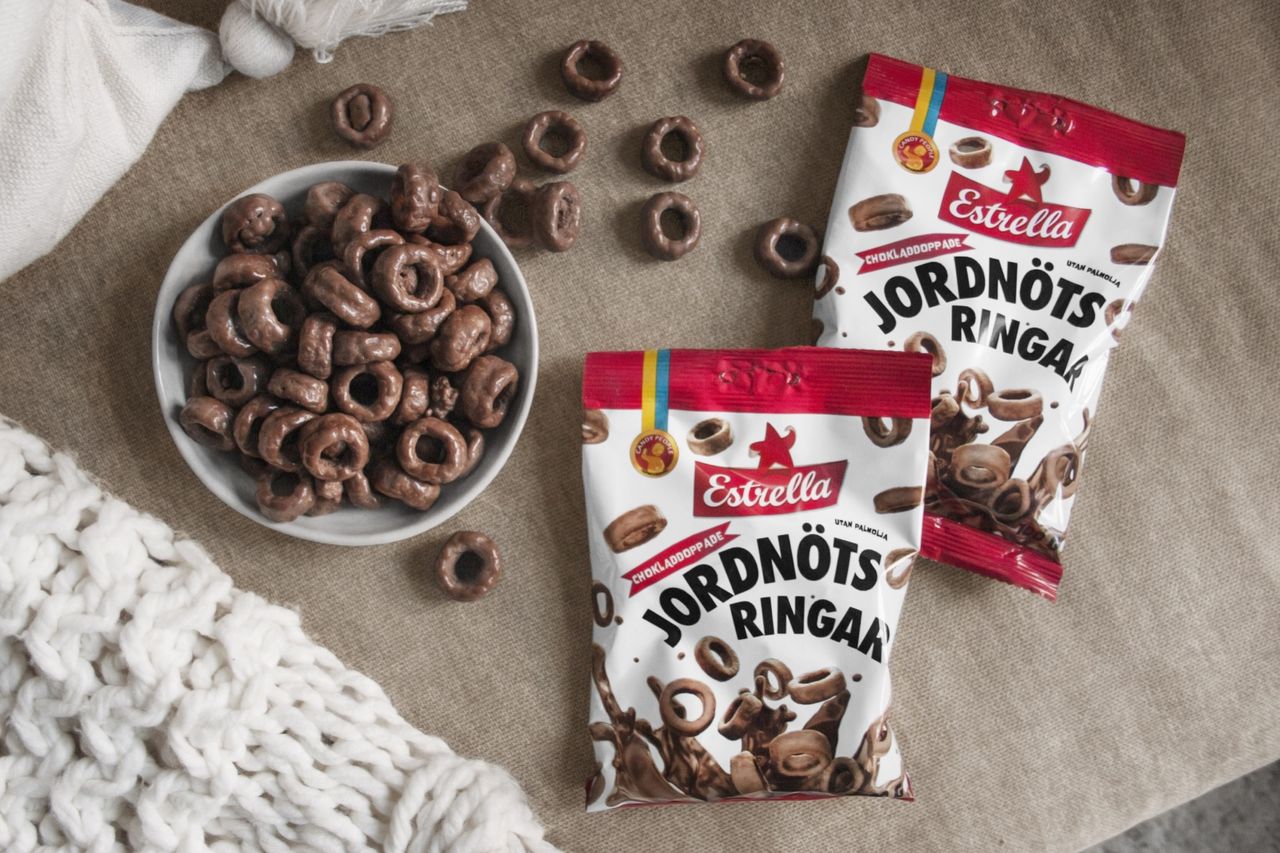 Chokladdoppade jordnötsringar