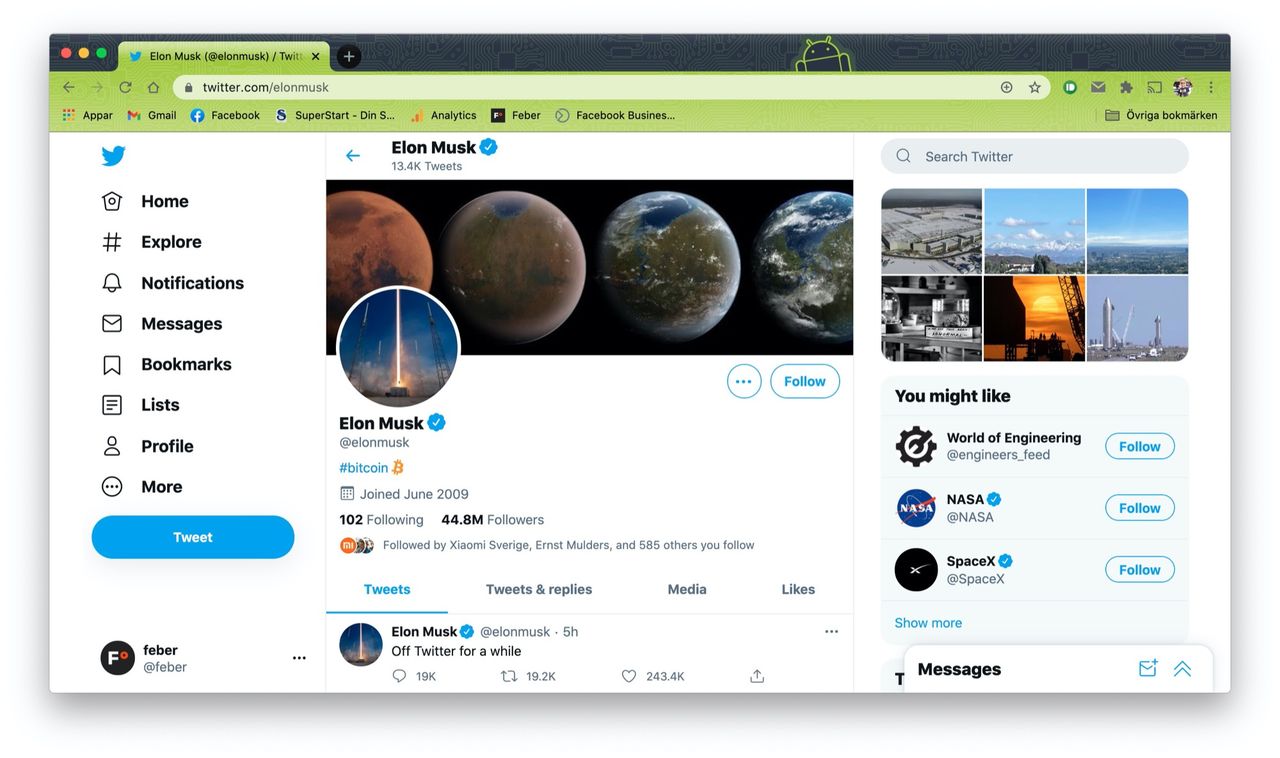 Elon Musk tar en paus från Twitter
