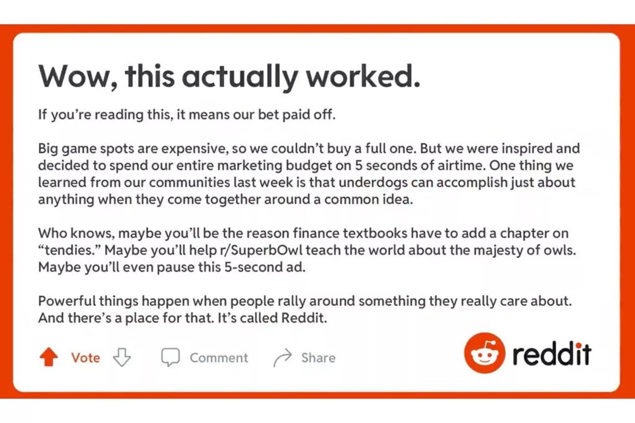 Reddit släpper reklamfilm under Super Bowl