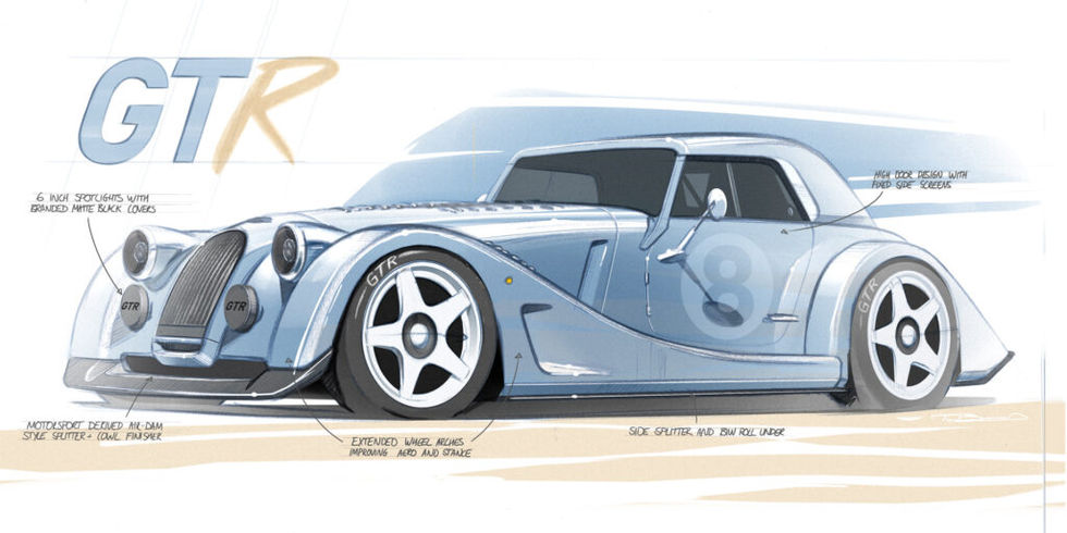 Morgan visar skisser på specialaren Plus 8 GTR
