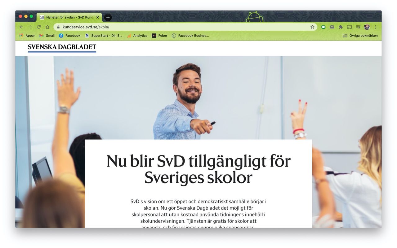 SvD öppnar upp sin sajt för skolor