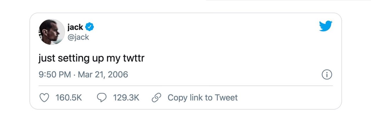 Jack Dorseys första tweet såld som NFT för 2,9 miljoner dollar