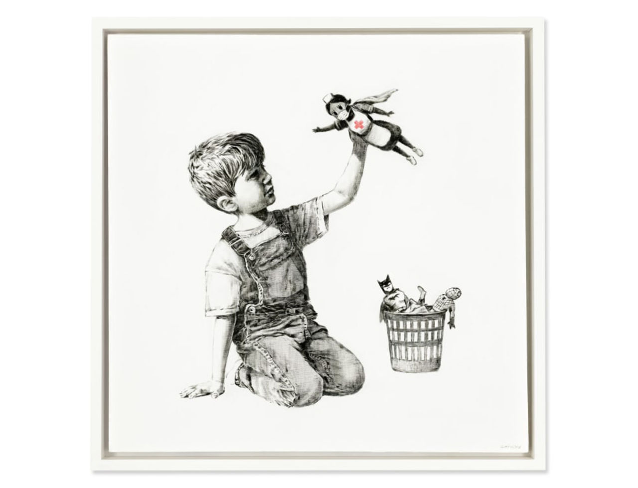 Banksys superhjälte-tavla såld på auktion