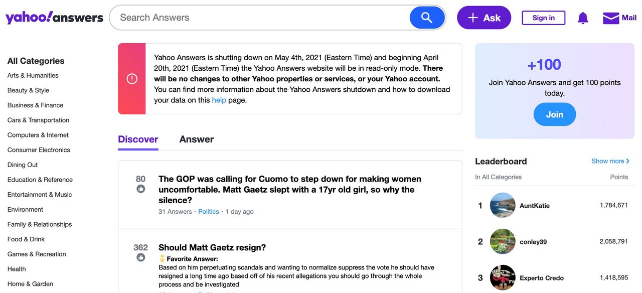 Yahoo stänger ner Yahoo Answers