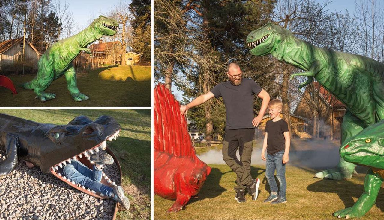 Köp ett gäng dinosaurier för trädgården