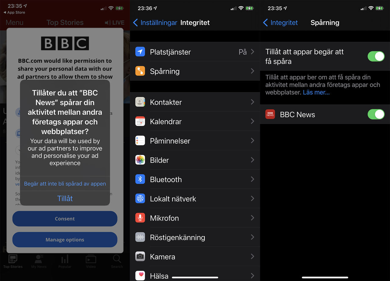 Inte så populärt att tillåta spårning i iOS
