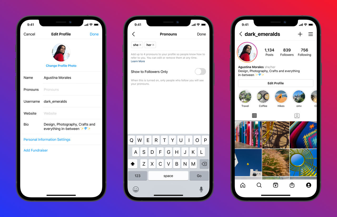Nu kan du sätta pronomen på din Instagram-profil