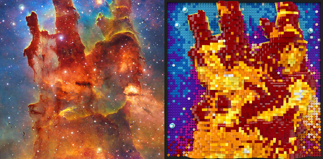 Lego gör konstverk av Hubble-teleskopets bilder
