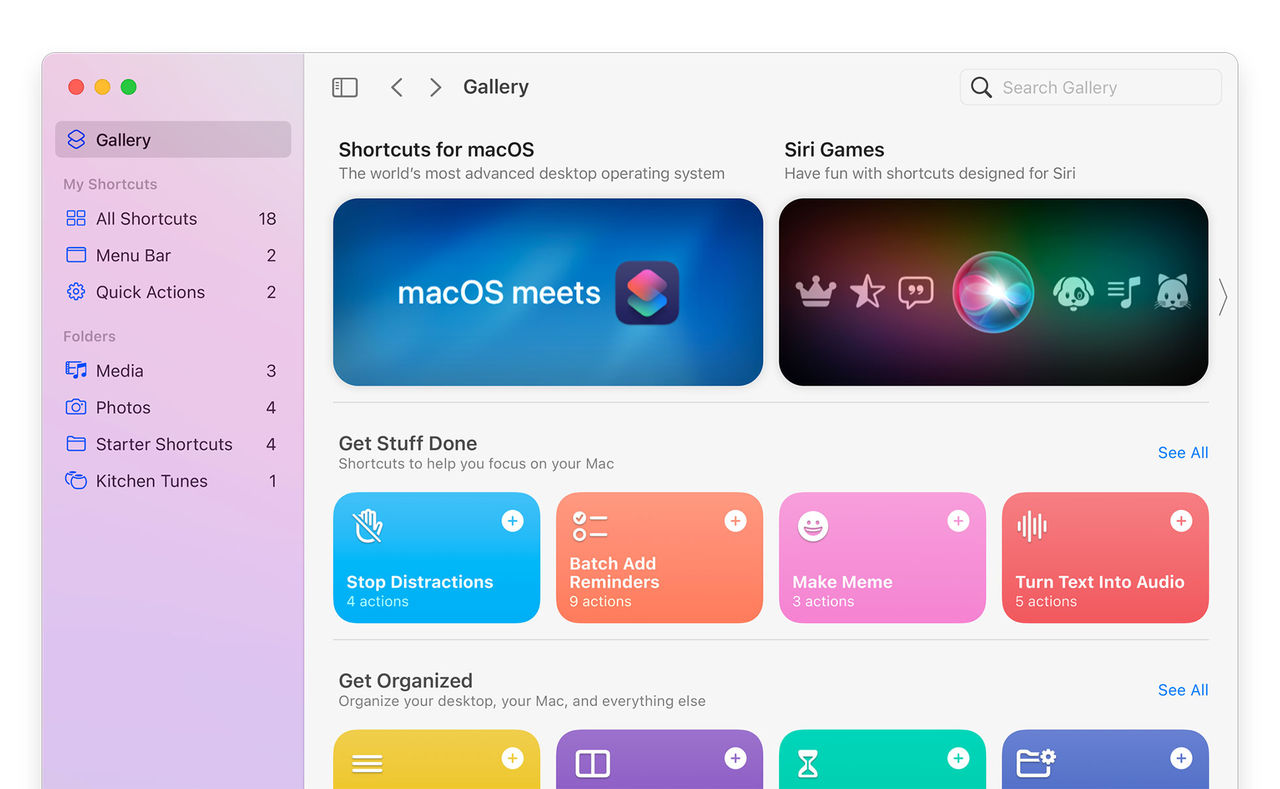 Genvägar kommer till macOS