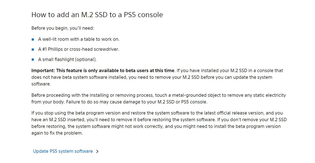 Sony lanserar stöd för M.2 SSD för PlayStation 5