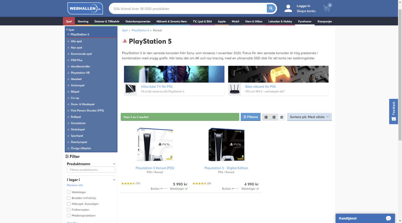 Webhallen har fått in PlayStation 5-konsoler