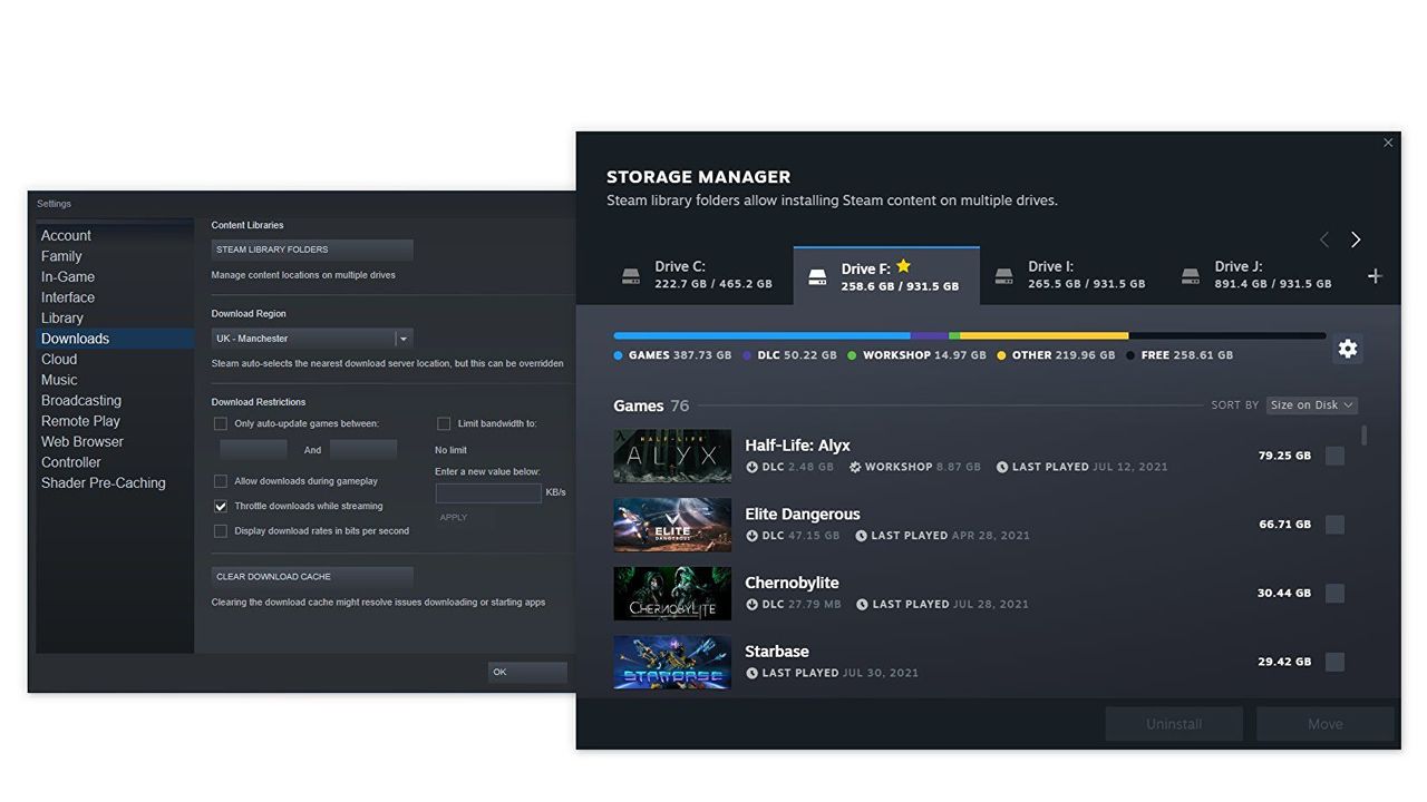 Steam uppdaterar lagringshanteraren en skvätt