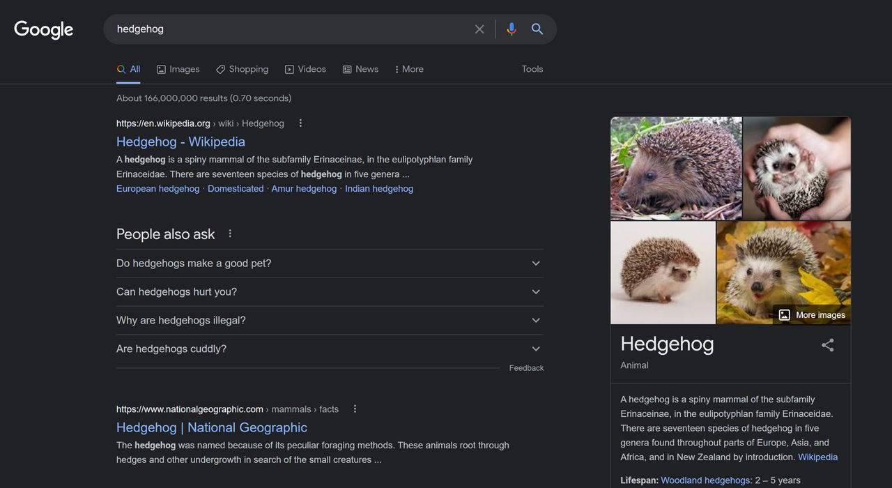 Google sök har fått mörkerläge