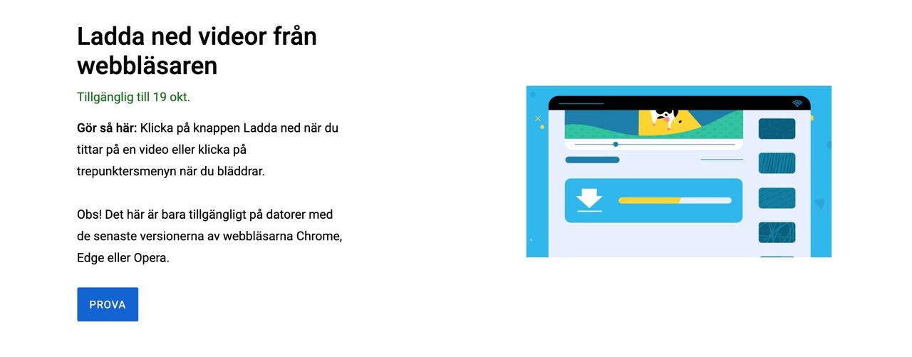 Youtube börjar testa nedladdningsbara videor för webben