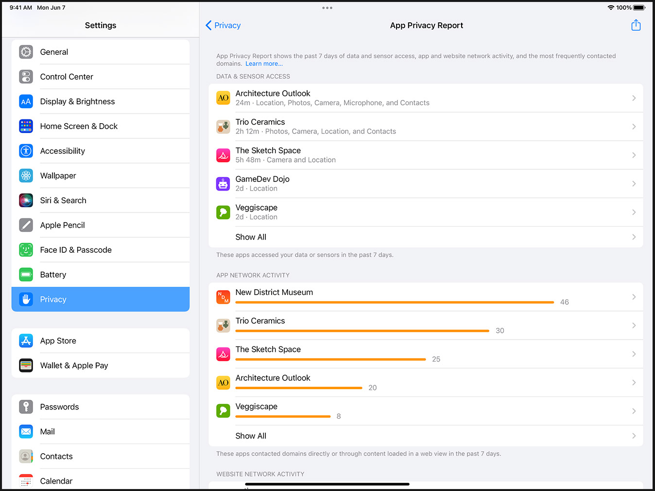 iOS 15.2 får App Privacy Report Se vad appar begär åtkomst till ofta