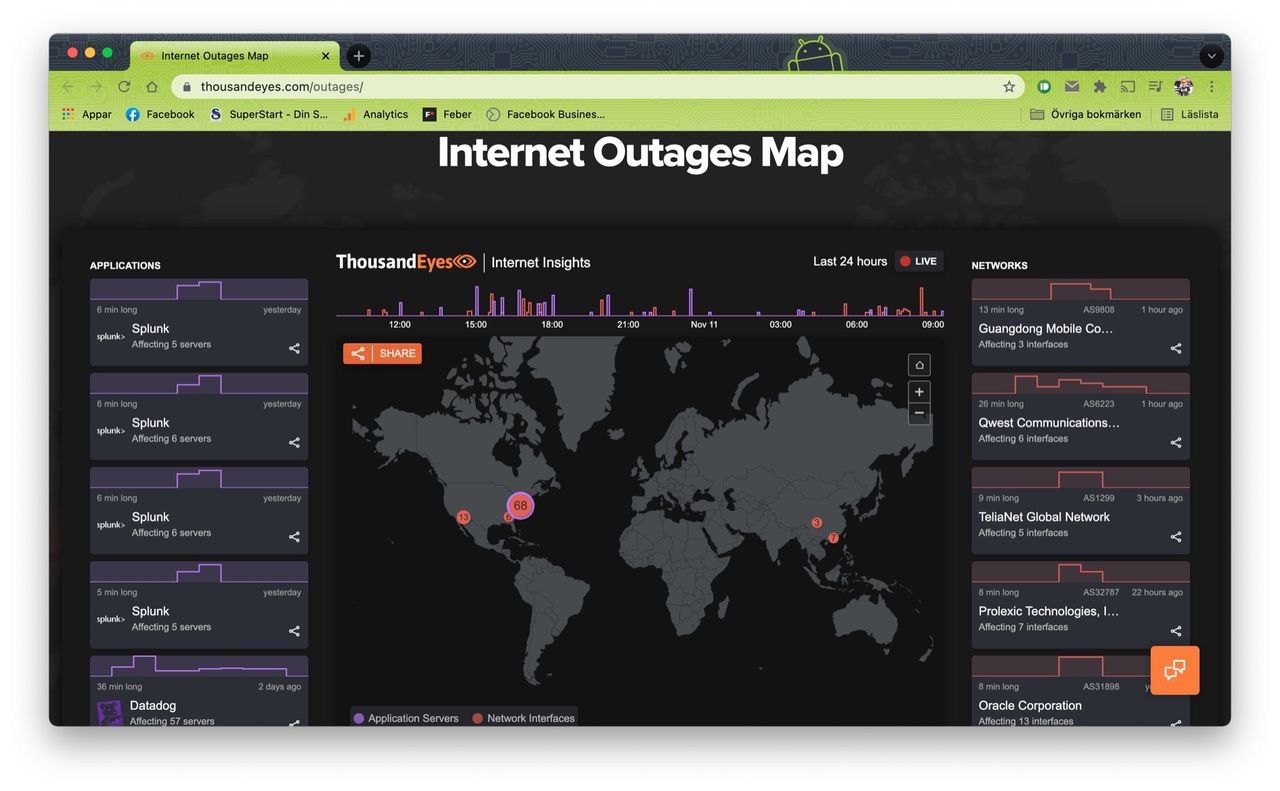 Ny tjänst håller koll på avbrott på nätet