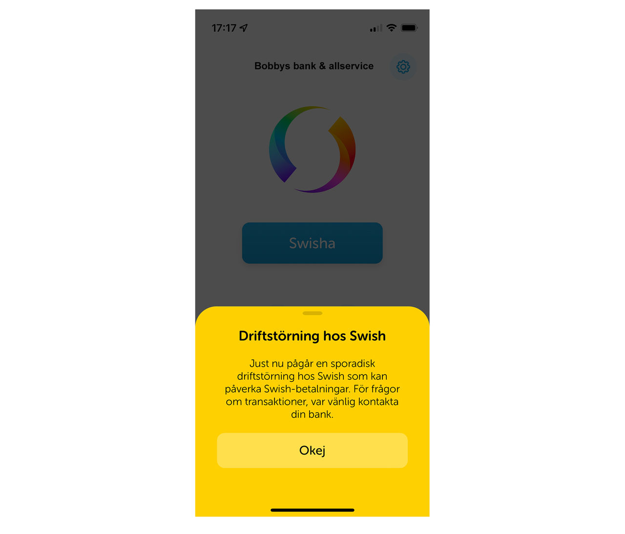 Driftstörning hos Swish