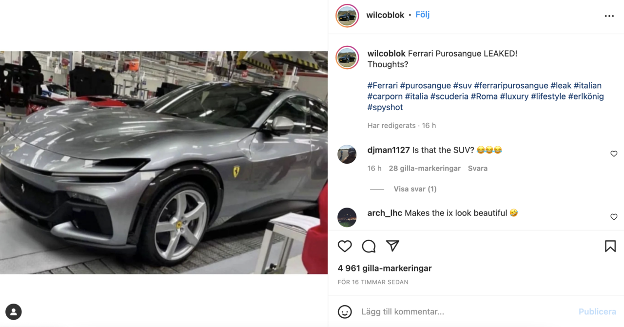 Bilder på Ferrari Purosangue läcker