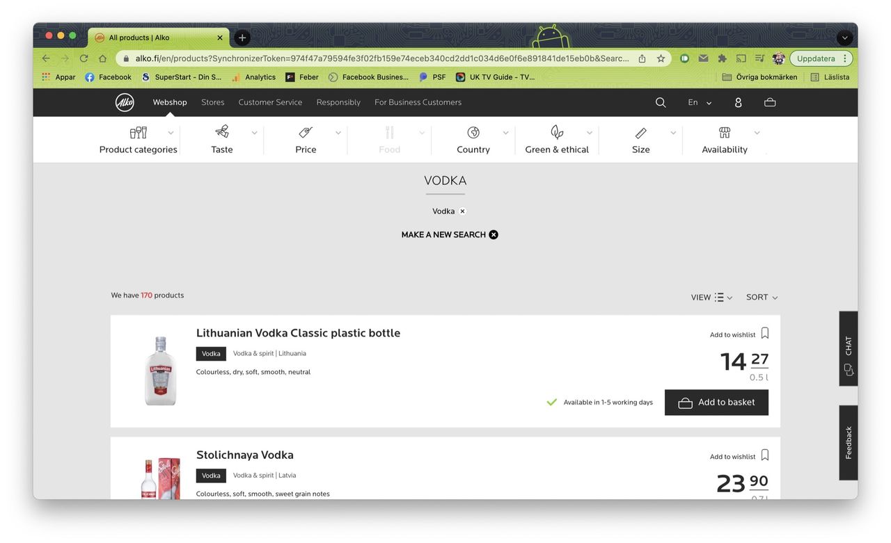 Finland slutar sälja rysk vodka