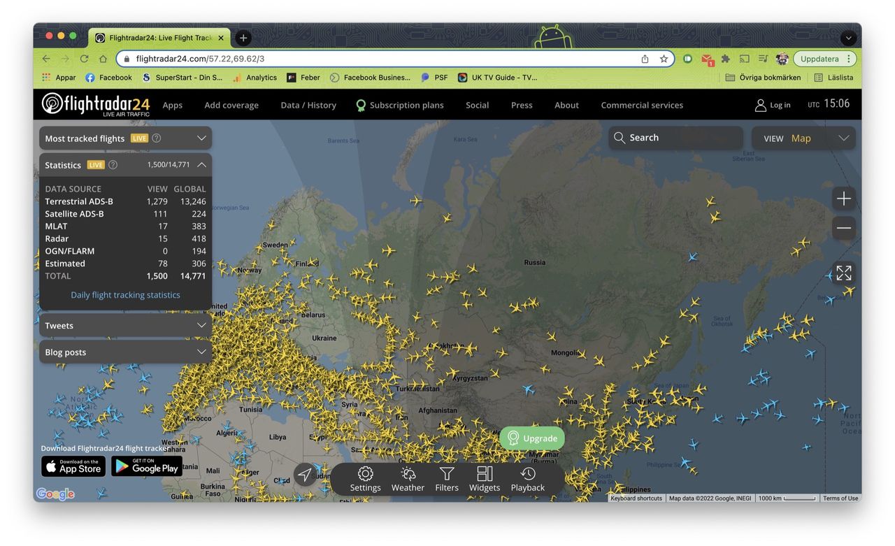 Ryssland stänger sitt luftrum för 36 länder