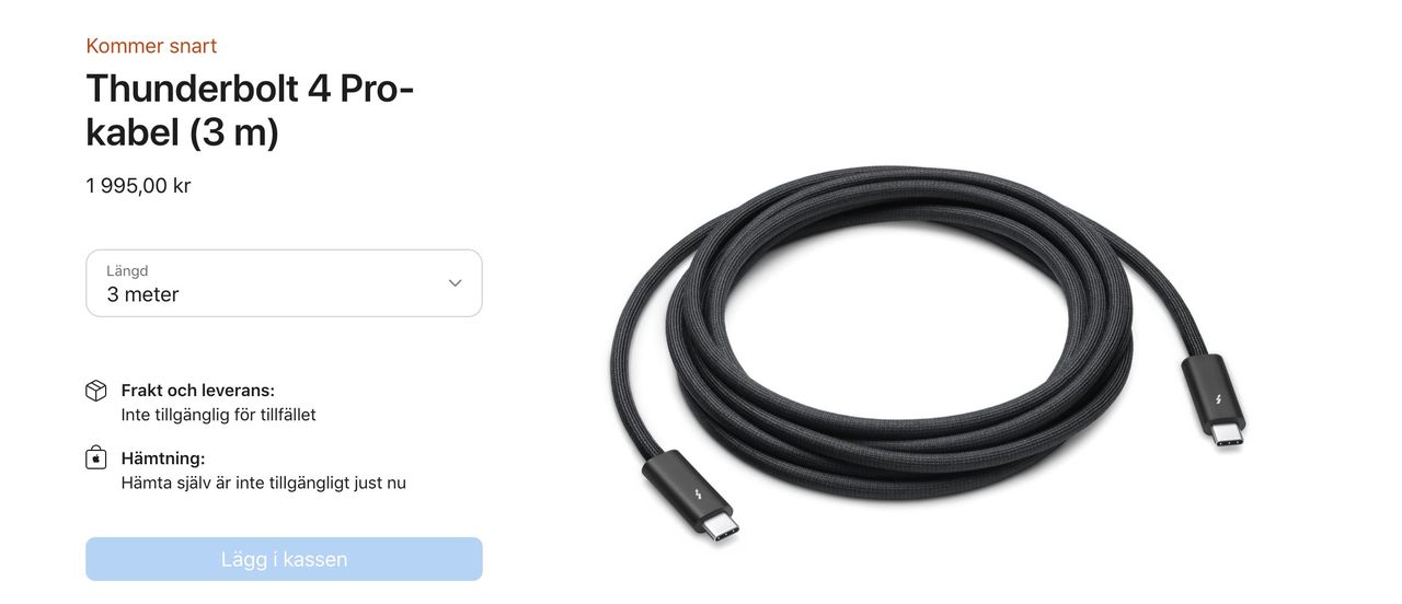 Dyrt med längre Thunderbolt 4 Pro-kabel